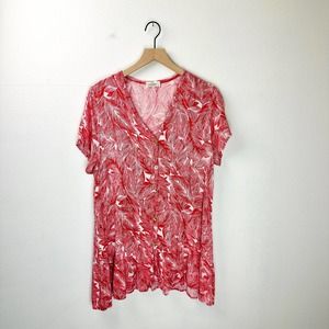 Hopely Tropical Palm Print Shirt Dress, L